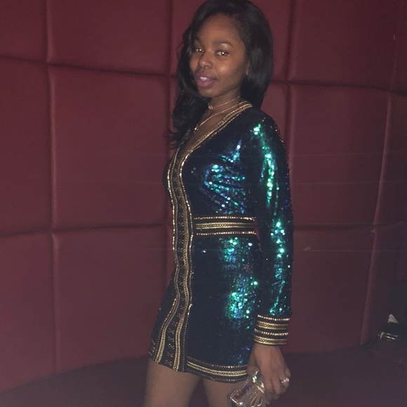 Anisha Green Premium Embellished Sequin shirt dress - Picture 13 of 15